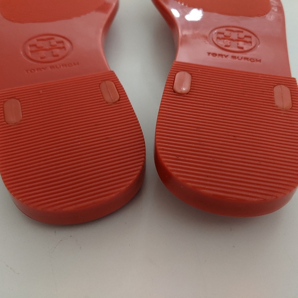 EXCELLENT Cond! Tory Burch Michaela Jelly Bow Flip Flop Orange Sandals Size 6 - Picture 7 of 15
